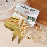 Elegant Geometric Alloy Plating Artificial Pearls Rhinestones Women's Earrings 1 Set main image 5