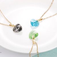 Fashion Heart Shape Stainless Steel Titanium Steel Crystal Plating Earrings Necklace 1 Set main image 3