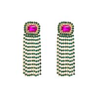 Fashion Tassel Alloy Inlay Rhinestones Glass Drop Earrings 1 Pair sku image 4