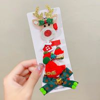 Cute Santa Claus Elk Cloth Flakes Hair Clip 5 Piece Set sku image 3