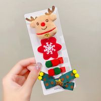 Cute Santa Claus Elk Cloth Flakes Hair Clip 5 Piece Set sku image 5