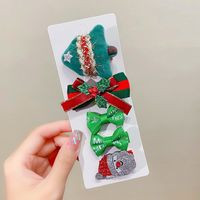 Cute Santa Claus Elk Cloth Flakes Hair Clip 5 Piece Set sku image 6