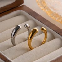 Simple Style U Shape Stainless Steel Plating Inlay Open Ring 1 Piece main image 3