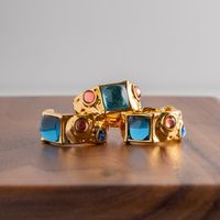 Retro Geometric Copper Plating Inlay Zircon Women's Rings Earrings 1 Piece main image 2