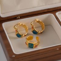 Retro Geometric Copper Plating Inlay Zircon Women's Rings Earrings 1 Piece main image 6