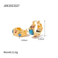 Retro Geometric Copper Plating Inlay Zircon Women's Rings Earrings 1 Piece sku image 2