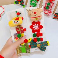 Cute Santa Claus Elk Cloth Flakes Hair Clip 5 Piece Set main image 6