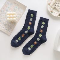 Women's Fashion Flower Cotton Sewing Crew Socks A Pair main image 4