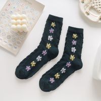 Femmes Mode Fleur Coton Couture Crew Socks Une Paire main image 5