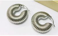 Fashion Spiral Stripe Stainless Steel Gold Plated Earrings 1 Pair sku image 1