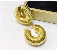 Fashion Spiral Stripe Stainless Steel Gold Plated Earrings 1 Pair sku image 3