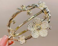 Retro Flower Metal Inlay Rhinestones Pearl Hair Clip 1 Piece sku image 13