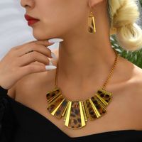Retro Leopard Synthetic Resin Alloy Patchwork Women's Earrings Necklace 1 Set main image 4