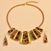 Retro Leopard Synthetic Resin Alloy Patchwork Women's Earrings Necklace 1 Set main image 3