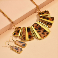 Retro Leopard Synthetic Resin Alloy Patchwork Women's Earrings Necklace 1 Set main image 2