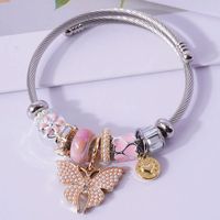 Fashion Butterfly Alloy Steel Inlay Artificial Pearls Women's Bangle 1 Piece main image 3