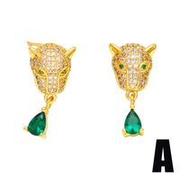 Fashion Water Droplets Leopard Copper Plating Zircon Drop Earrings 1 Pair sku image 2
