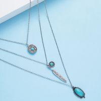 Retro Leaf Oval Alloy Layered Turquoise Unisex Necklace 1 Piece sku image 1