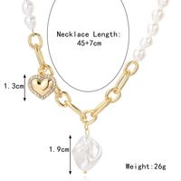 1 Piece Retro Square Heart Shape Bow Knot Imitation Pearl Alloy Rhinestone Women's Necklace sku image 6