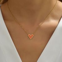 Fashion Heart Shape Stainless Steel Enamel Necklace main image 5
