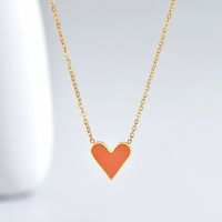 Fashion Heart Shape Stainless Steel Enamel Necklace sku image 2