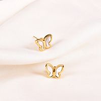 Fashion Butterfly Titanium Steel Plating Inlay Shell Ear Studs 1 Pair main image 1