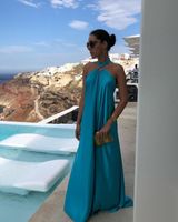 Women's Irregular Skirt Fashion Strap Backless Sleeveless Solid Color Maxi Long Dress Daily main image 2