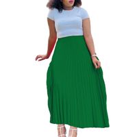 Fashion Solid Color Spandex Polyester Plus Size Pleated Skirt main image 3