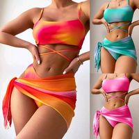 Frau Sexy Farbverlauf 3-teiliges Set Bikinis main image 1
