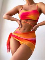 Frau Sexy Farbverlauf 3-teiliges Set Bikinis main image 3