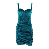 Women's Pencil Skirt Sexy Strapless Pleated Sleeveless Solid Color Above Knee Banquet main image 3