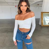 Sexy Solid Color Cotton Long Sleeve Regular Sleeve Backless T-shirt main image 1