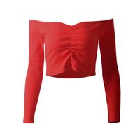 Sexy Solid Color Cotton Long Sleeve Regular Sleeve Backless T-shirt sku image 8