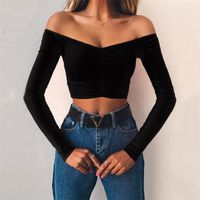 Sexy Solid Color Cotton Long Sleeve Regular Sleeve Backless T-shirt main image 2