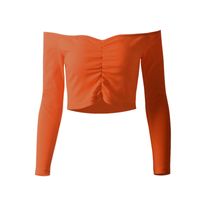 Sexy Solid Color Cotton Long Sleeve Regular Sleeve Backless T-shirt sku image 14