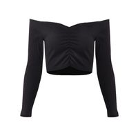 Sexy Solid Color Cotton Long Sleeve Regular Sleeve Backless T-shirt sku image 24