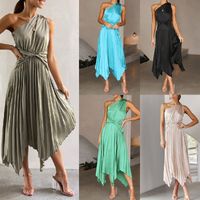 Women's Sheath Dress Fashion Collarless Pleated Sleeveless Solid Color Maxi Long Dress Daily main image 1