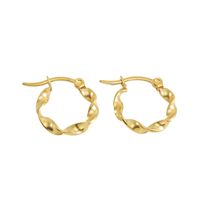 Simple Style Solid Color Twist Titanium Steel Hoop Earrings 1 Pair main image 3