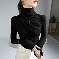 Women's T-shirt Long Sleeve T-shirts Pleated Elegant Solid Color main image 5