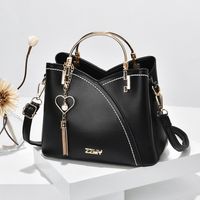 Women's Large Pu Leather Color Block Fashion Square Zipper Crossbody Bag sku image 3