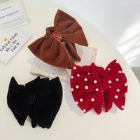 Retro Solid Color Imitation Pearl Cloth Bowknot Hair Claws 1 Piece main image 5