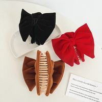 Retro Solid Color Imitation Pearl Cloth Bowknot Hair Claws 1 Piece main image 4