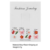 1 Set Sweet Flower Butterfly Resin Metal Enamel Women's Earrings main image 5