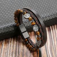 Casual Cool Style Tree Pu Leather Alloy Natural Stone Beaded Magnetic Braid Men'S Bracelets sku image 3
