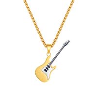 Hip-hop Cool Style Guitar Stainless Steel Titanium Steel Plating Pendant Necklace 1 Piece sku image 1