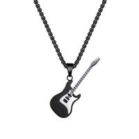 Hip-hop Cool Style Guitar Stainless Steel Titanium Steel Plating Pendant Necklace 1 Piece main image 1
