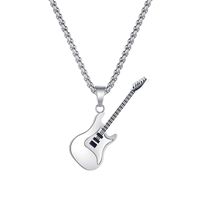 Hip-hop Cool Style Guitar Stainless Steel Titanium Steel Plating Pendant Necklace 1 Piece sku image 2