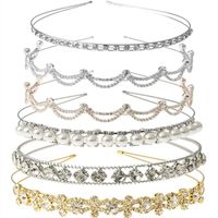 Bridal Geometric Metal Plating Artificial Pearls Rhinestones Hair Band sku image 27