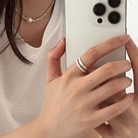 Simple Style Solid Color Silver Plating Open Ring 1 Piece main image 4