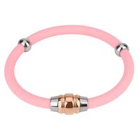 Lady Simple Style Solid Color Silica Gel Titanium Steel Wristband sku image 28
